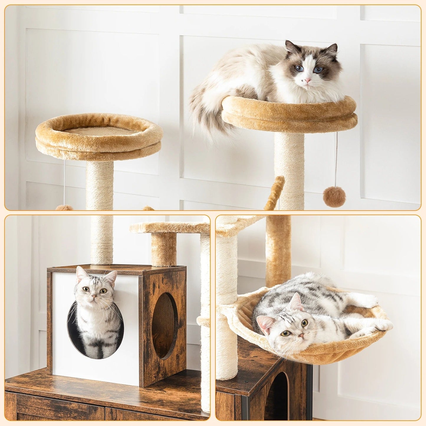 Arbre Chat Bois Design Bac Litière