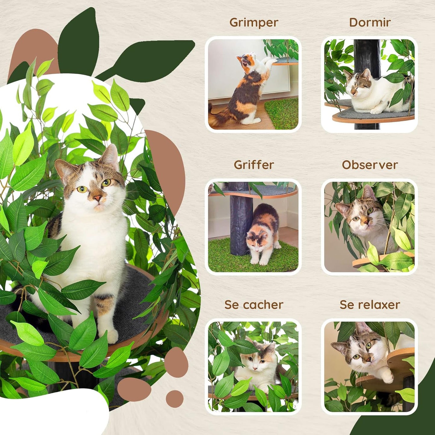 Arbre Chat Design Naturel Feuilles