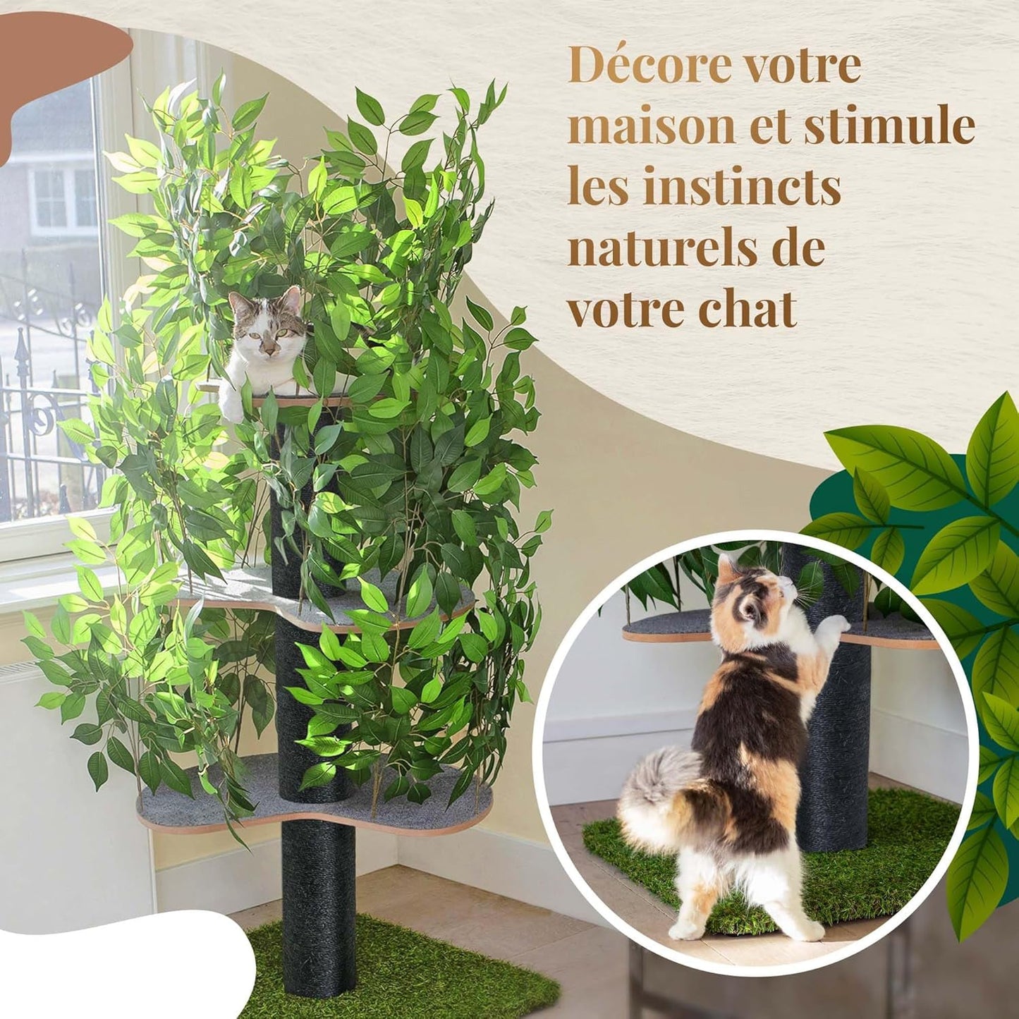 Arbre Chat Design Naturel Feuilles