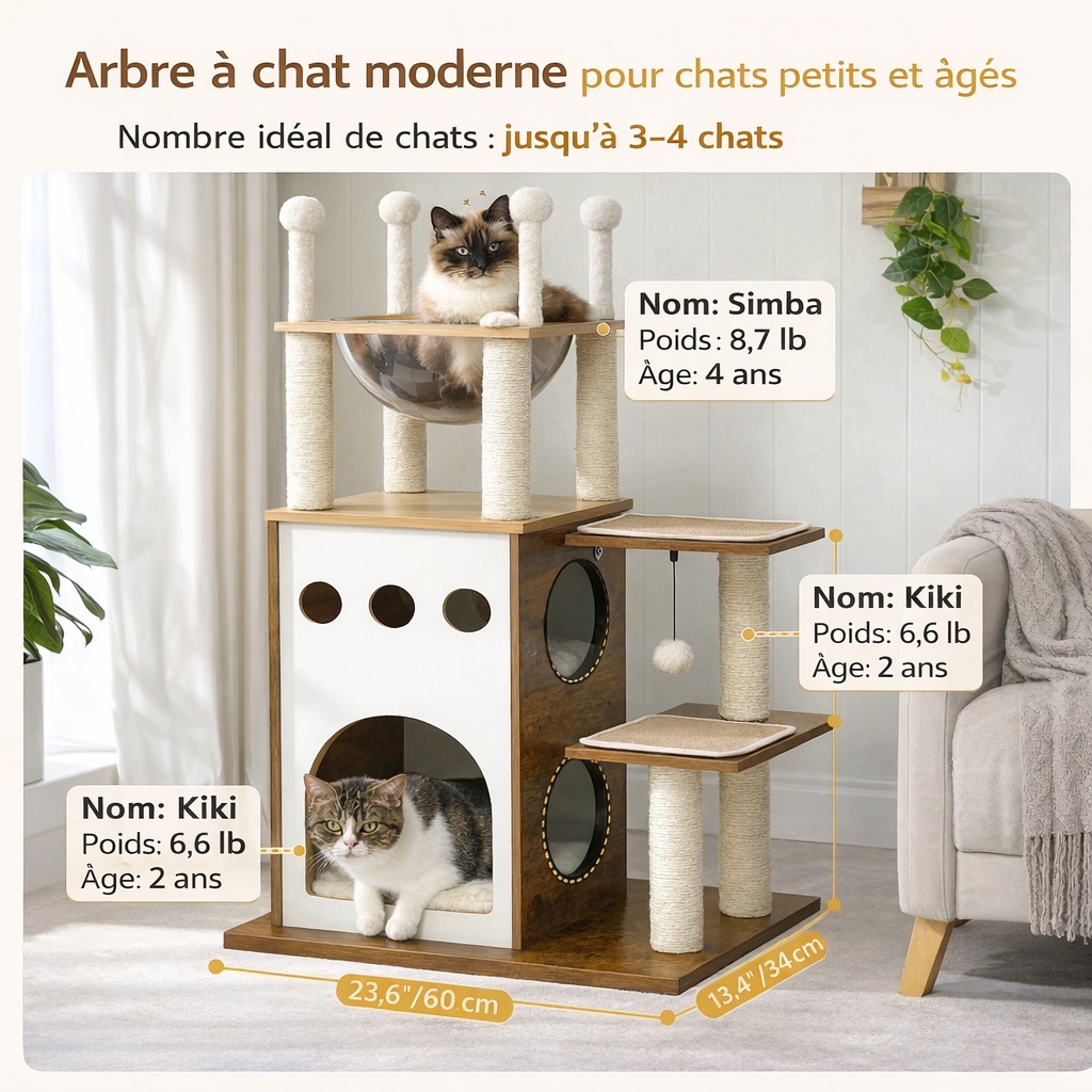 Arbre Chat Design Bois