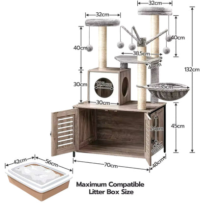 Arbre Chat Bois Design Bac Litière