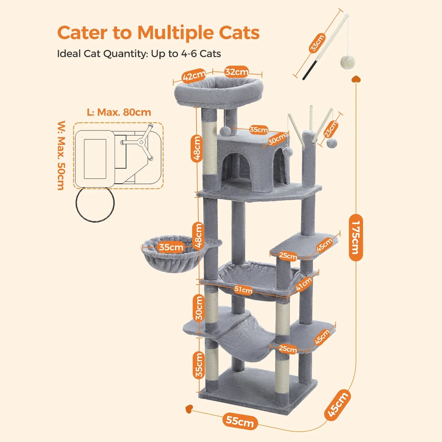 Arbre Chat Maine Coon Multi-Niveaux Griffoir Hamac