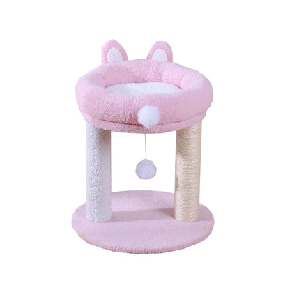 Arbre à chat lapin rose peluche