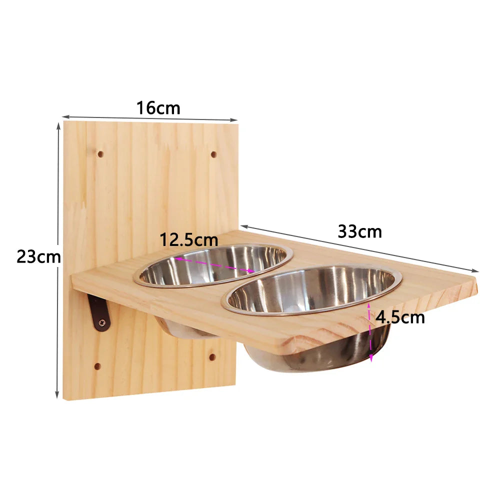 Support Mural Gamelles Chat Bois