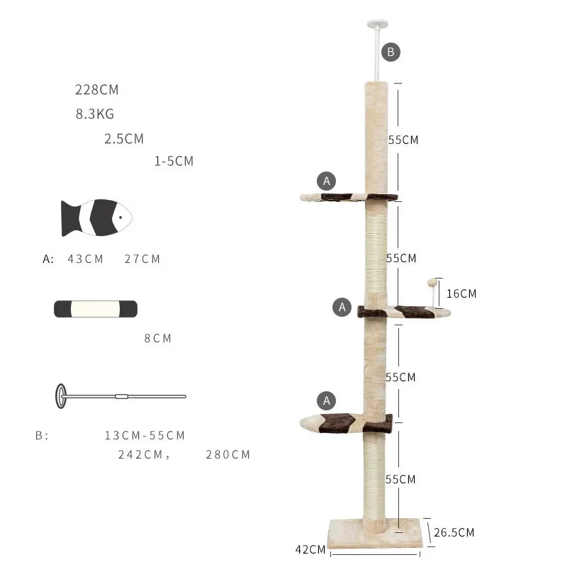 Arbre à chat Maine Coon Sol Plafond