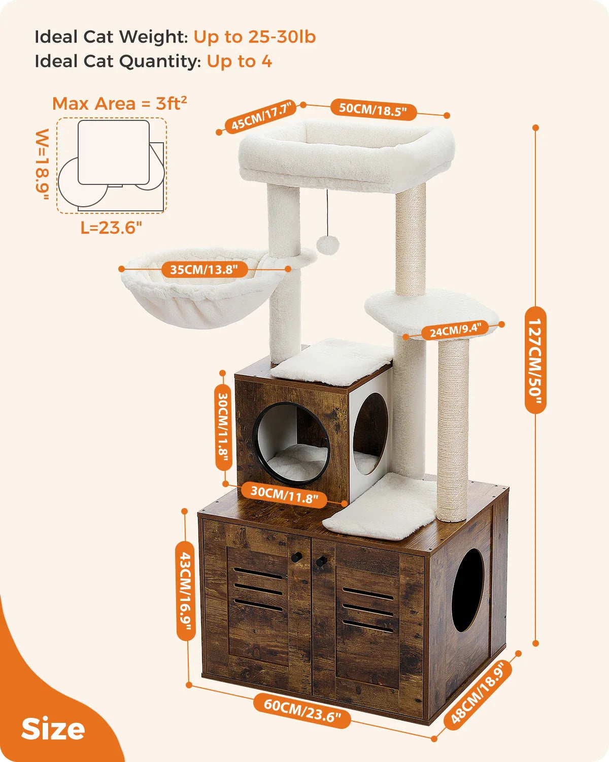 Arbre Chat Bois Design Bac Litière