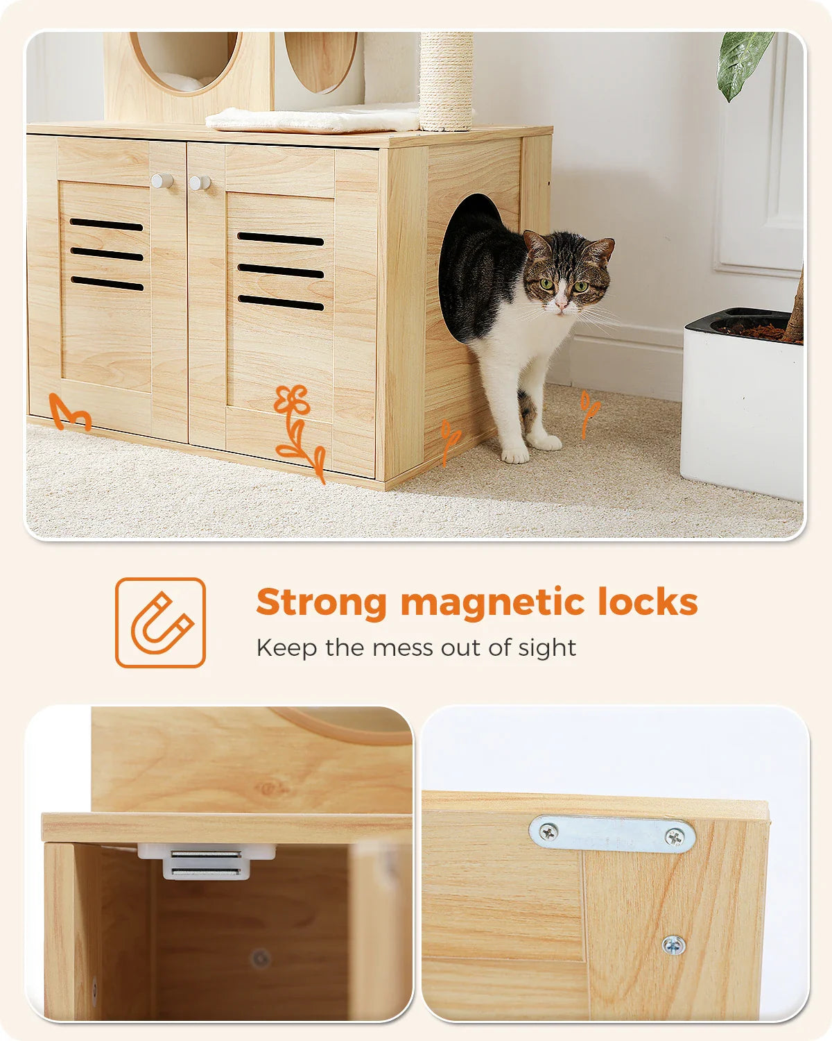 Arbre Chat Bois Design Bac Litière