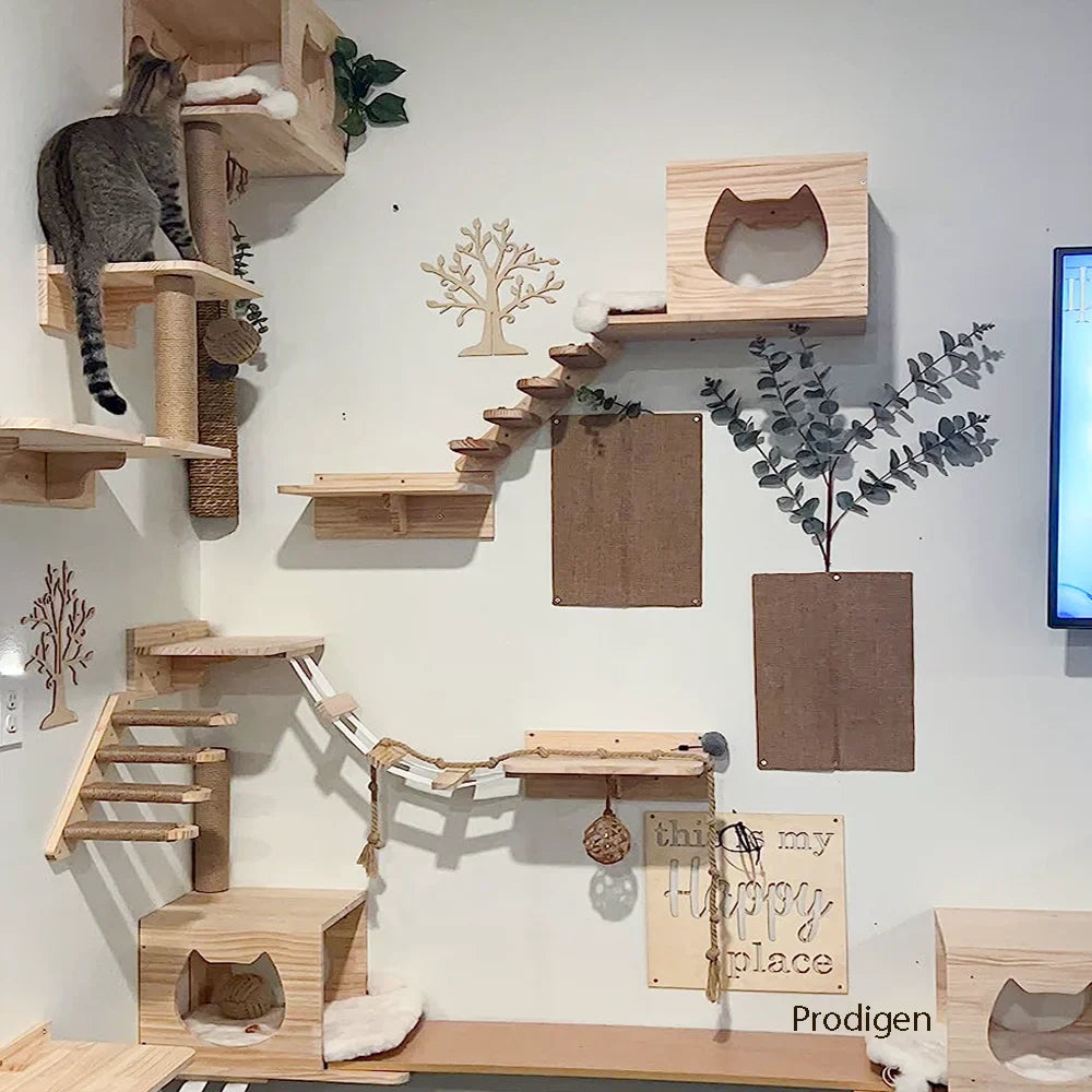 Support Mural Gamelles Chat Bois