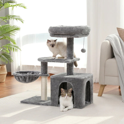 Arbre à Chat Doux Beige Gris Hamac Nid