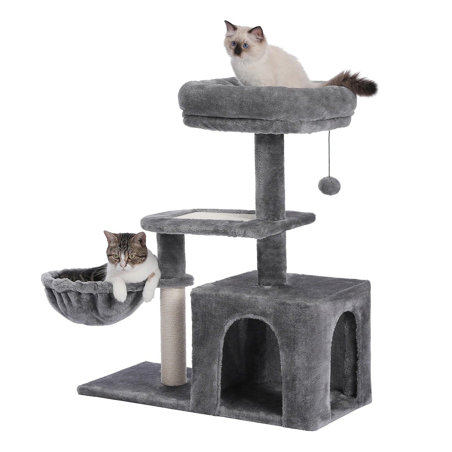 Arbre à Chat Doux Beige Gris Hamac Nid